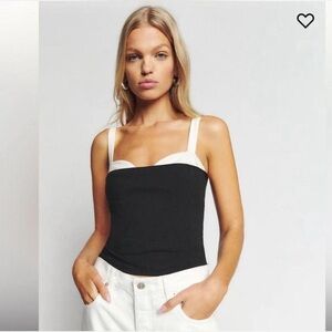 Reformation Black and White Corset Top
